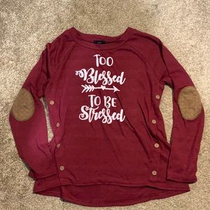 To blessed to be stressed maroon shirt